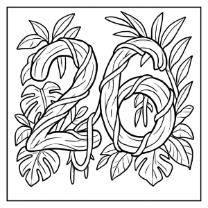 Omalovánka číslo 26 v tvare džungľových lian – coloring page na vytlačenie