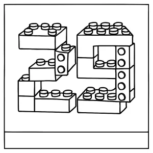 Omalovánka čísla 29 zo stavebných kociek - coloring page na vyfarbenie pre deti