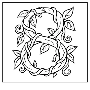 Omalovánka čísla 8 z džungľových lian na vytlačenie – coloring page pre deti
