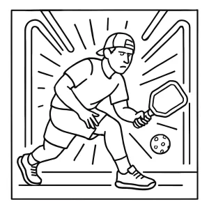 Pickleball športovec pod neónovými svetlami - omalovánka na vytlačenie