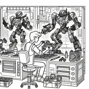 Robot skladá lego štýlové mechy v high-tech dielni