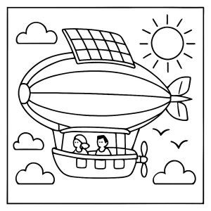 Solárna vzducholoď - omaľovánka na vytlačenie, coloring page pre deti zdarma