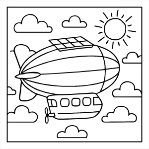 Solárna vzducholoď coloring page – omaľovánka na vytlačenie zdarma