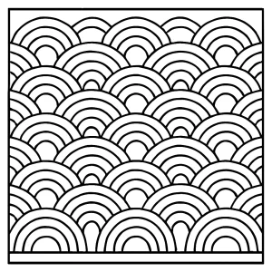 Vlnková omalovánka s japonským seigaiha vzorom – coloring page na vytlačenie zdarma