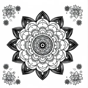 Mandala Joga Čakra s Lotosovými Lupienkami omalovánka na vytlačenie, vhodná na relax a mindfulness